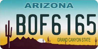 AZ license plate BOF6165