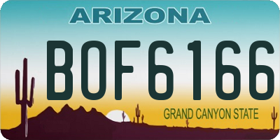 AZ license plate BOF6166
