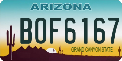 AZ license plate BOF6167