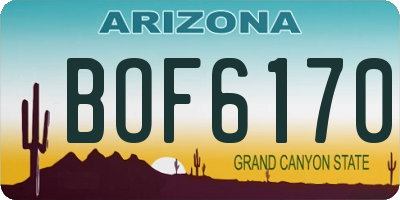 AZ license plate BOF6170