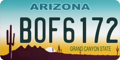 AZ license plate BOF6172