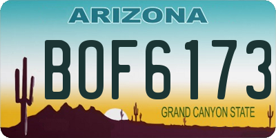 AZ license plate BOF6173