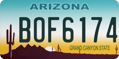 AZ license plate BOF6174
