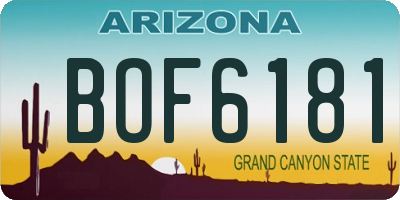 AZ license plate BOF6181