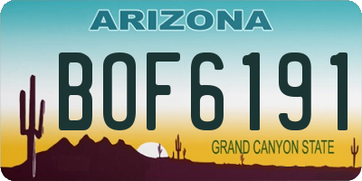 AZ license plate BOF6191
