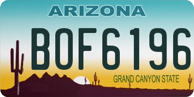AZ license plate BOF6196