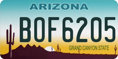 AZ license plate BOF6205