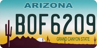 AZ license plate BOF6209