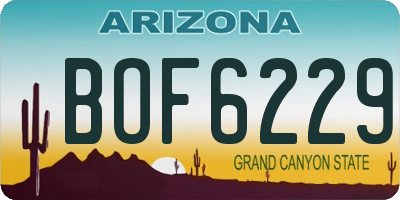 AZ license plate BOF6229