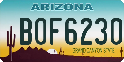 AZ license plate BOF6230