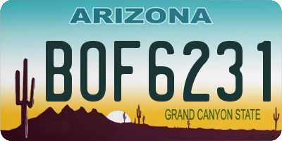 AZ license plate BOF6231