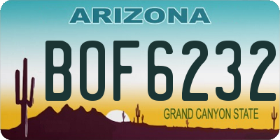 AZ license plate BOF6232