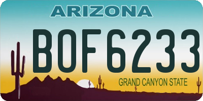 AZ license plate BOF6233