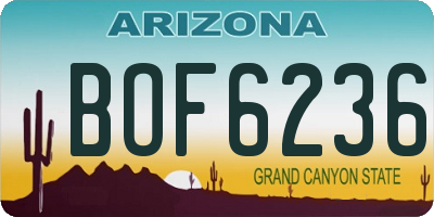AZ license plate BOF6236