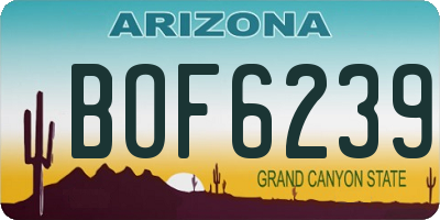 AZ license plate BOF6239