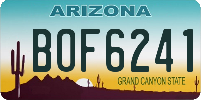 AZ license plate BOF6241
