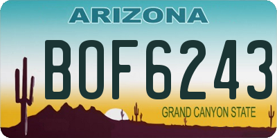 AZ license plate BOF6243