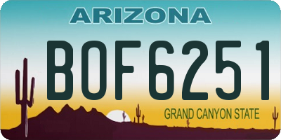 AZ license plate BOF6251