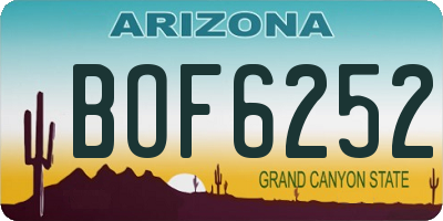 AZ license plate BOF6252