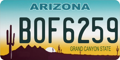 AZ license plate BOF6259