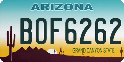 AZ license plate BOF6262