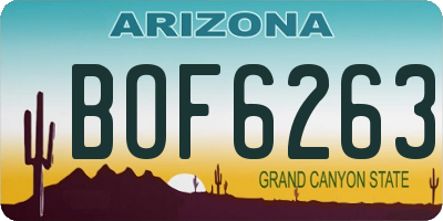 AZ license plate BOF6263