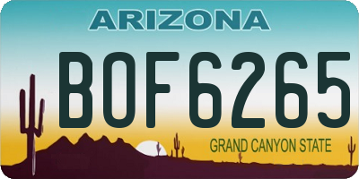 AZ license plate BOF6265