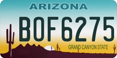 AZ license plate BOF6275