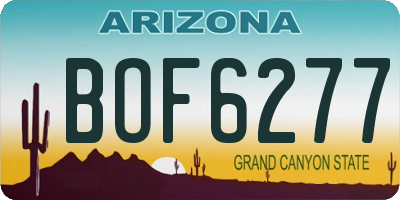 AZ license plate BOF6277