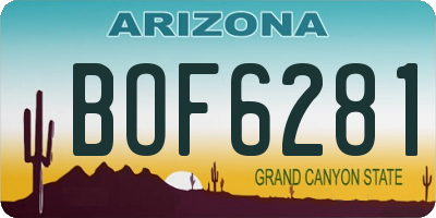 AZ license plate BOF6281