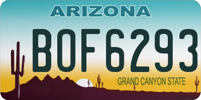 AZ license plate BOF6293