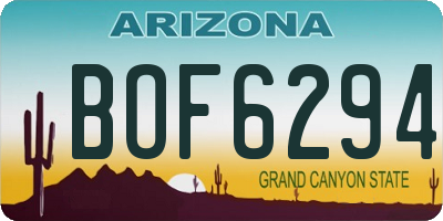AZ license plate BOF6294