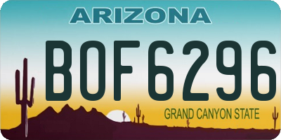 AZ license plate BOF6296