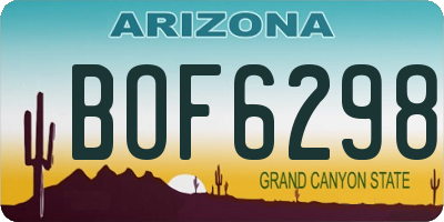 AZ license plate BOF6298