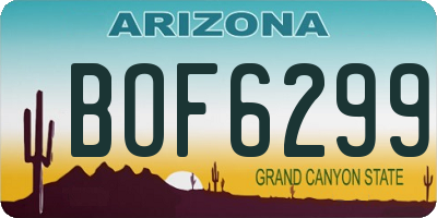 AZ license plate BOF6299