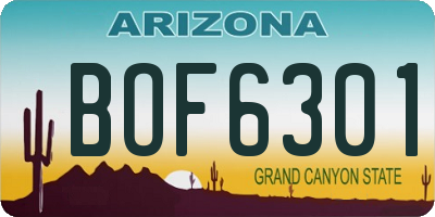 AZ license plate BOF6301