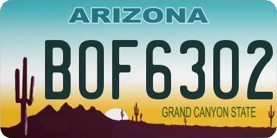 AZ license plate BOF6302