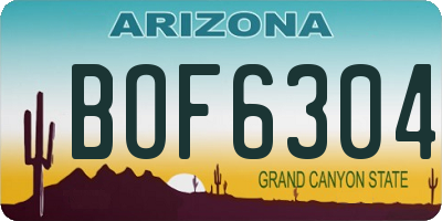 AZ license plate BOF6304