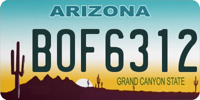 AZ license plate BOF6312