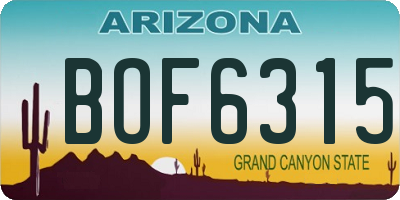 AZ license plate BOF6315
