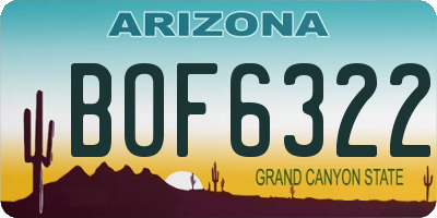 AZ license plate BOF6322