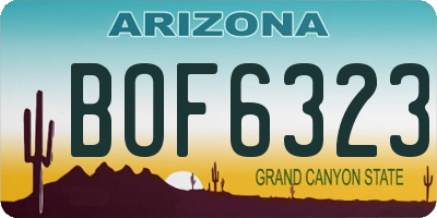 AZ license plate BOF6323