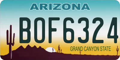 AZ license plate BOF6324