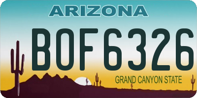 AZ license plate BOF6326