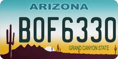 AZ license plate BOF6330