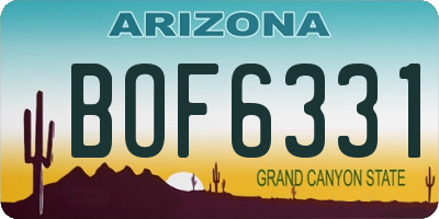 AZ license plate BOF6331