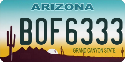 AZ license plate BOF6333