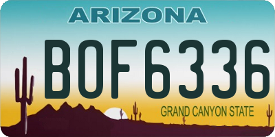 AZ license plate BOF6336