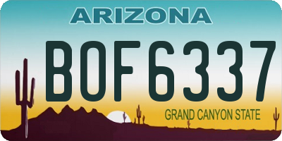 AZ license plate BOF6337