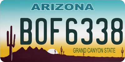 AZ license plate BOF6338